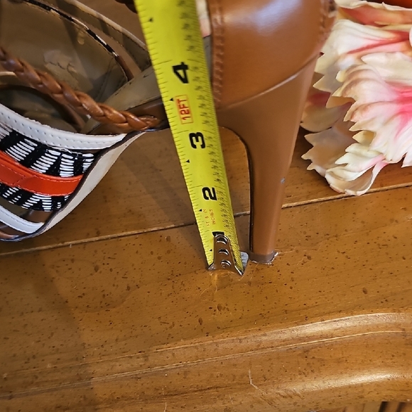 Antonio Melani Orange and Black Strappy High Heel Sandals Shoes - Picture 9 of 11